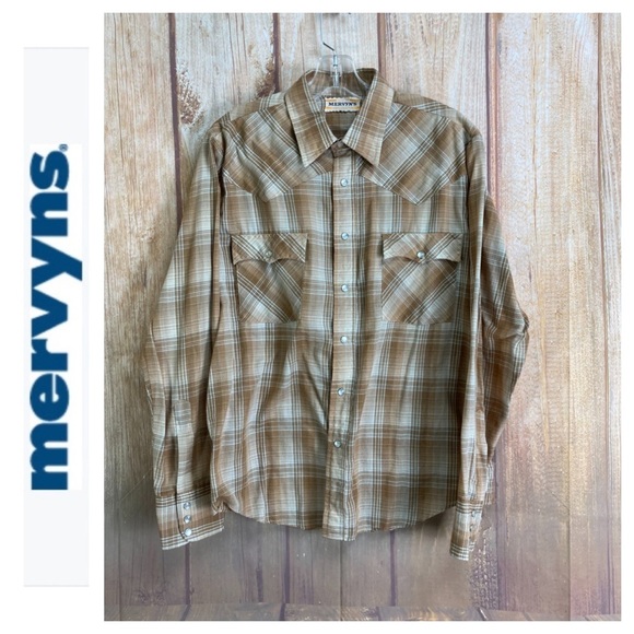 💙Vintage 50 years old? Mervyn’s Western Shirt Men’s Size Large - Picture 1 of 13